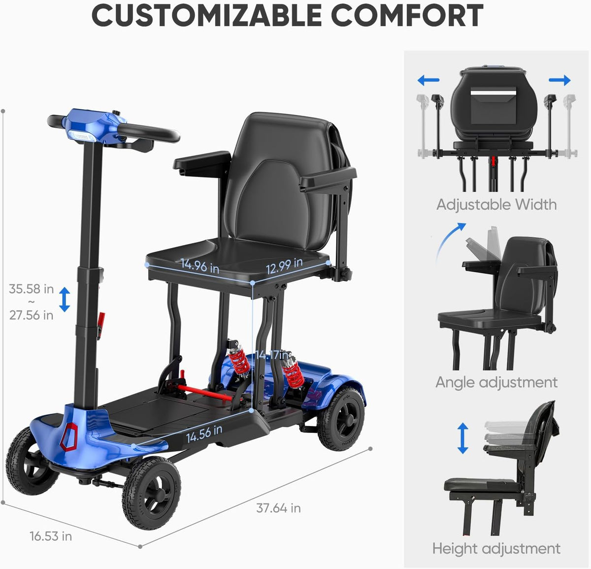 4-Wheel Auto-Folding Mobility Scooters for Seniors Adults,40Lbs Lightweight