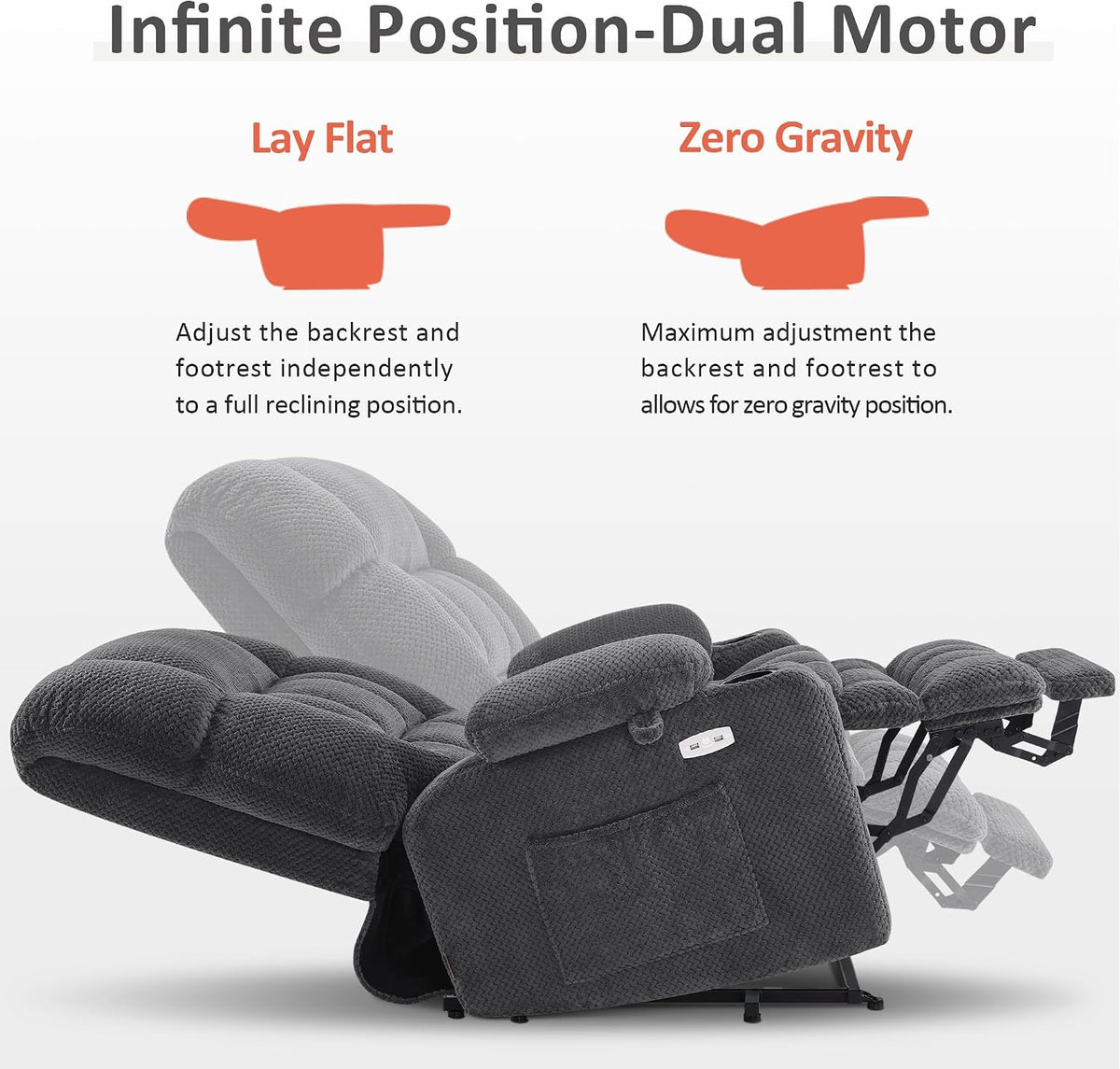 Oversized Dual Motor Power Lift Recliner Chair for Elderly R7891