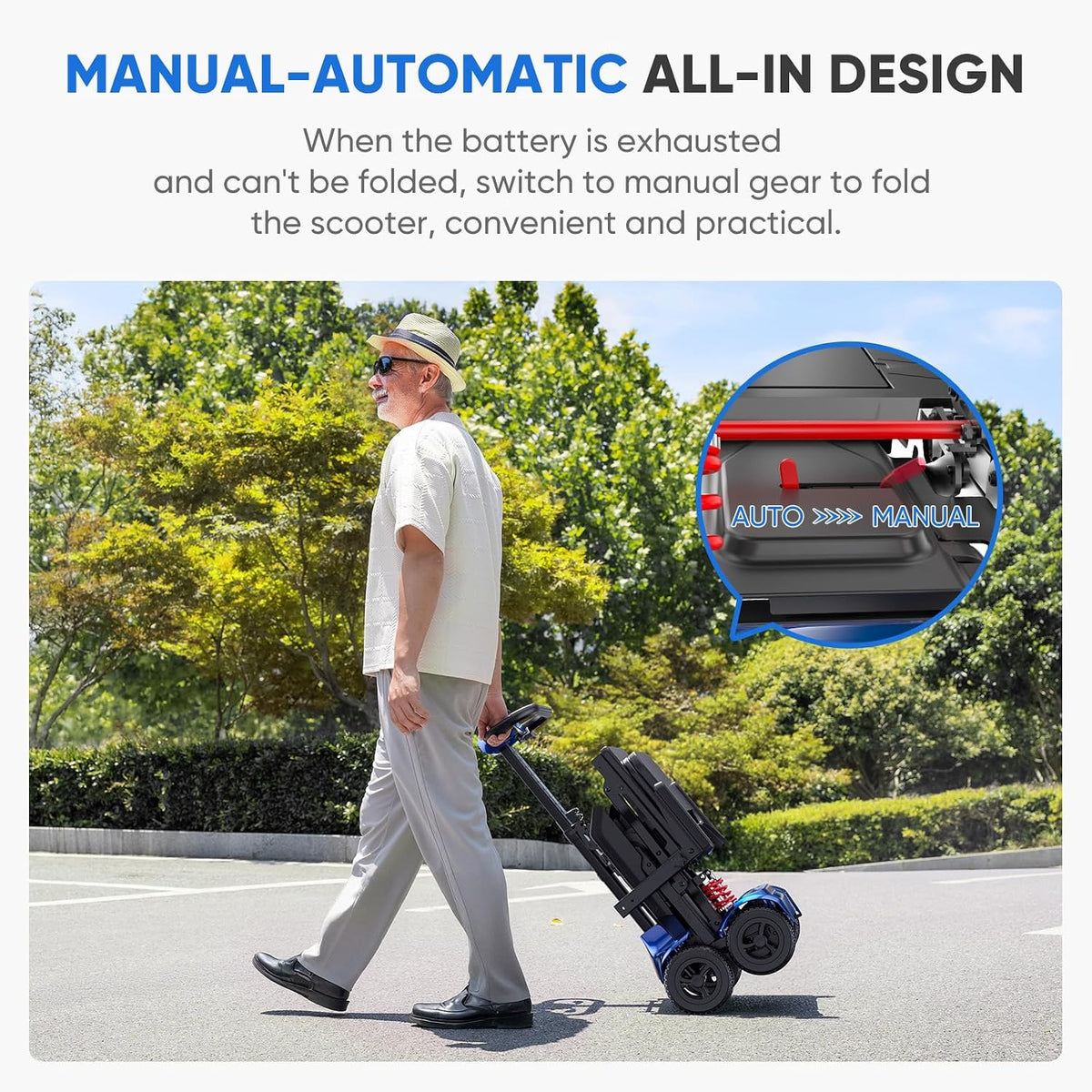 4-Wheel Auto-Folding Mobility Scooters for Seniors Adults,40Lbs Lightweight