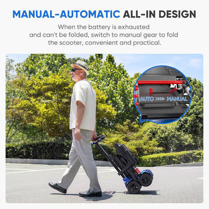 4-Wheel Auto-Folding Mobility Scooters for Seniors Adults,40Lbs Lightweight