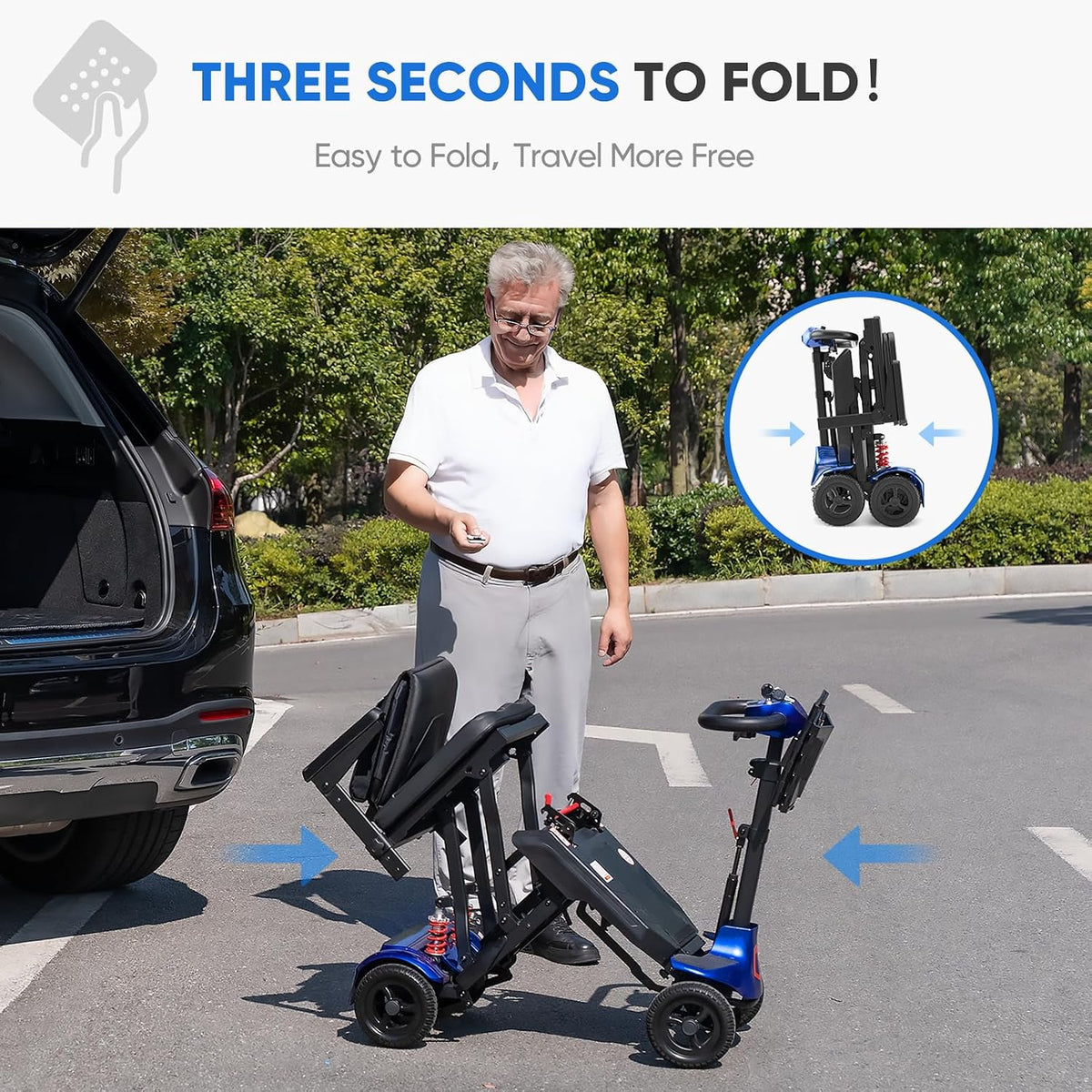 4-Wheel Auto-Folding Mobility Scooters for Seniors Adults,40Lbs Lightweight