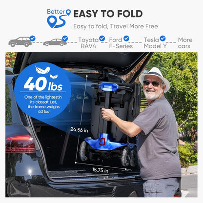 4-Wheel Auto-Folding Mobility Scooters for Seniors Adults,40Lbs Lightweight
