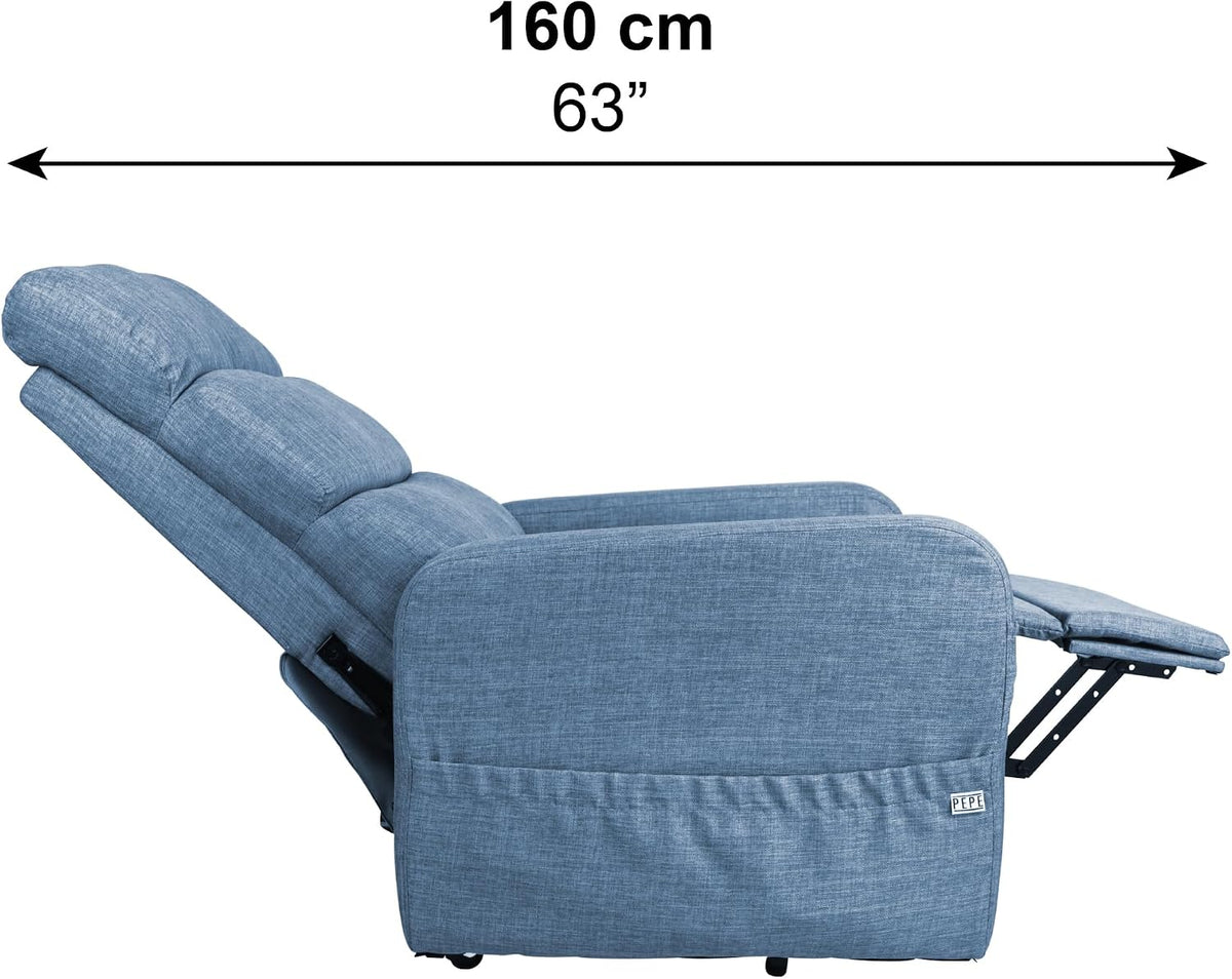 Power Lift Recliner Chair for Elderly, Blue, Medium Size