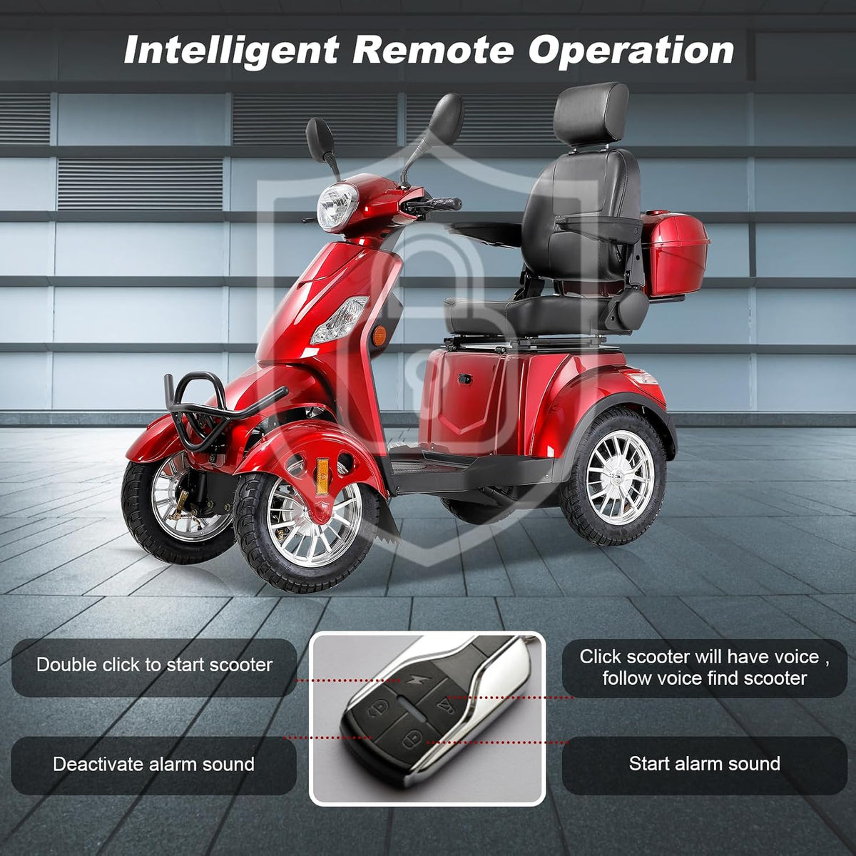 Mobility Scooters for Seniors & Adults 500Lbs Capacity - 800W All Terrain Electric Powered Mobility Cart - Heavy Duty Mobility Scooter for Elderly W/Charger Remote Keys (Red)