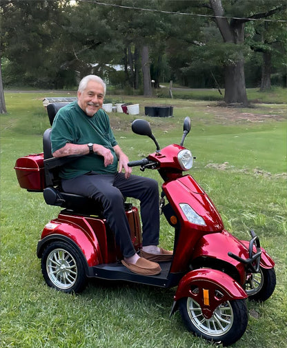 Mobility Scooters for Seniors & Adults 500Lbs Capacity - 800W All Terrain Electric Powered Mobility Cart - Heavy Duty Mobility Scooter for Elderly W/Charger Remote Keys (Red)